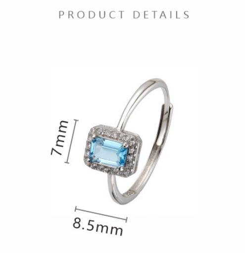 S925 Sterling Silver Ring With Natural Emerald Cut Design